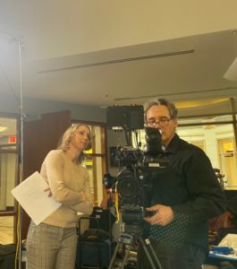 working on set of product video