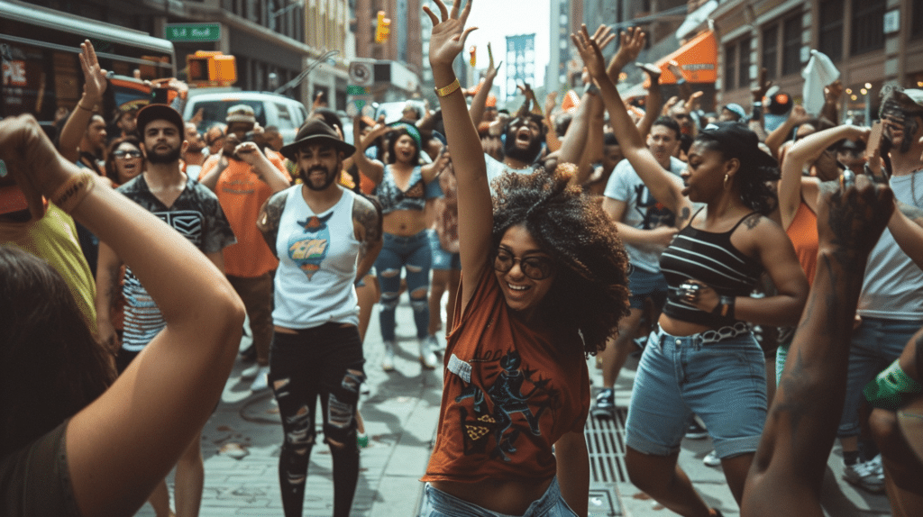 flash mob marketing on a city street