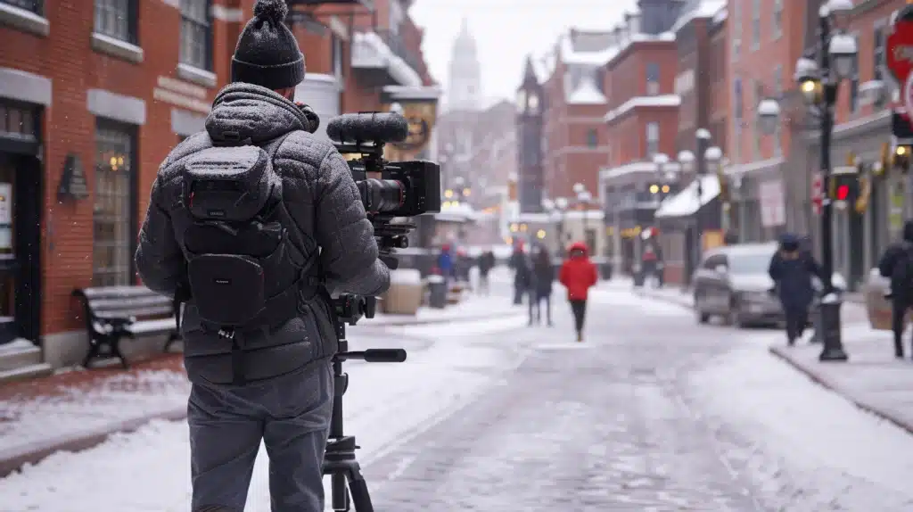 videographer in boston shooting on the streets of the north end