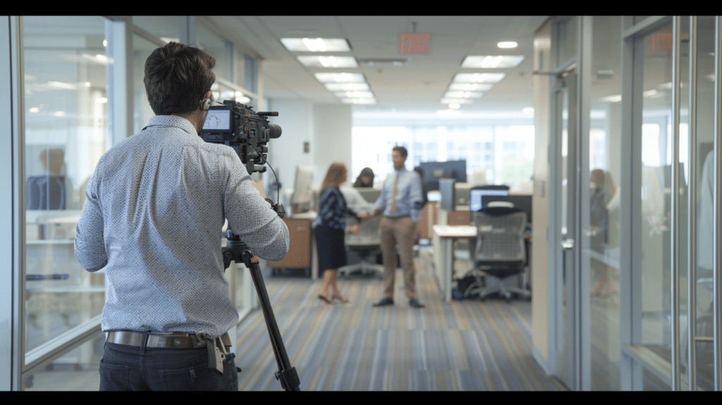 shooting b-roll in an office