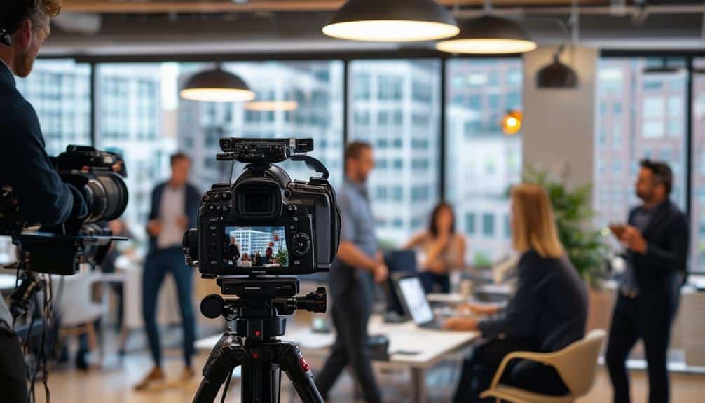 on set with a Boston Corporate Video Production Company