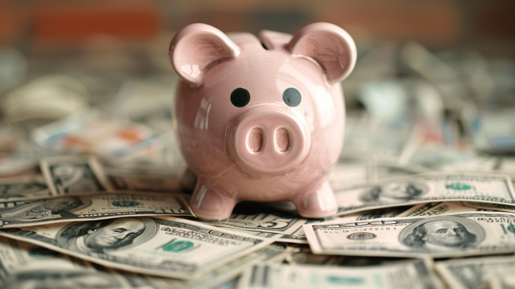 video budget piggy bank