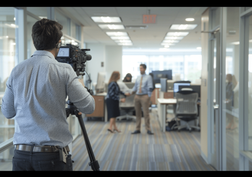 shooting b-roll in an office